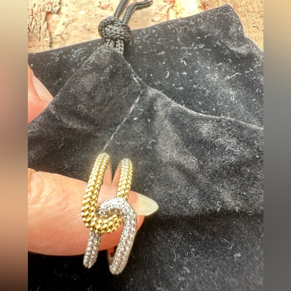 LAGOS two-tone knot ring featuring sterling silver and 18k gold